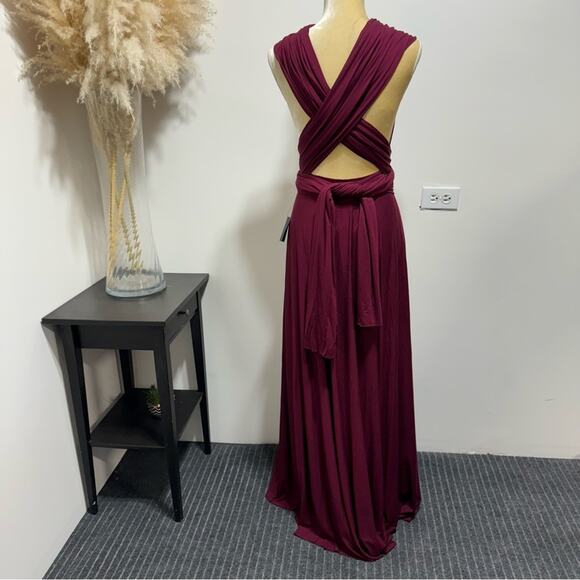 LULU’S Convertible Tricks of the Trade Burgundy Maxi Dress Size M NWT - Picture 8 of 13